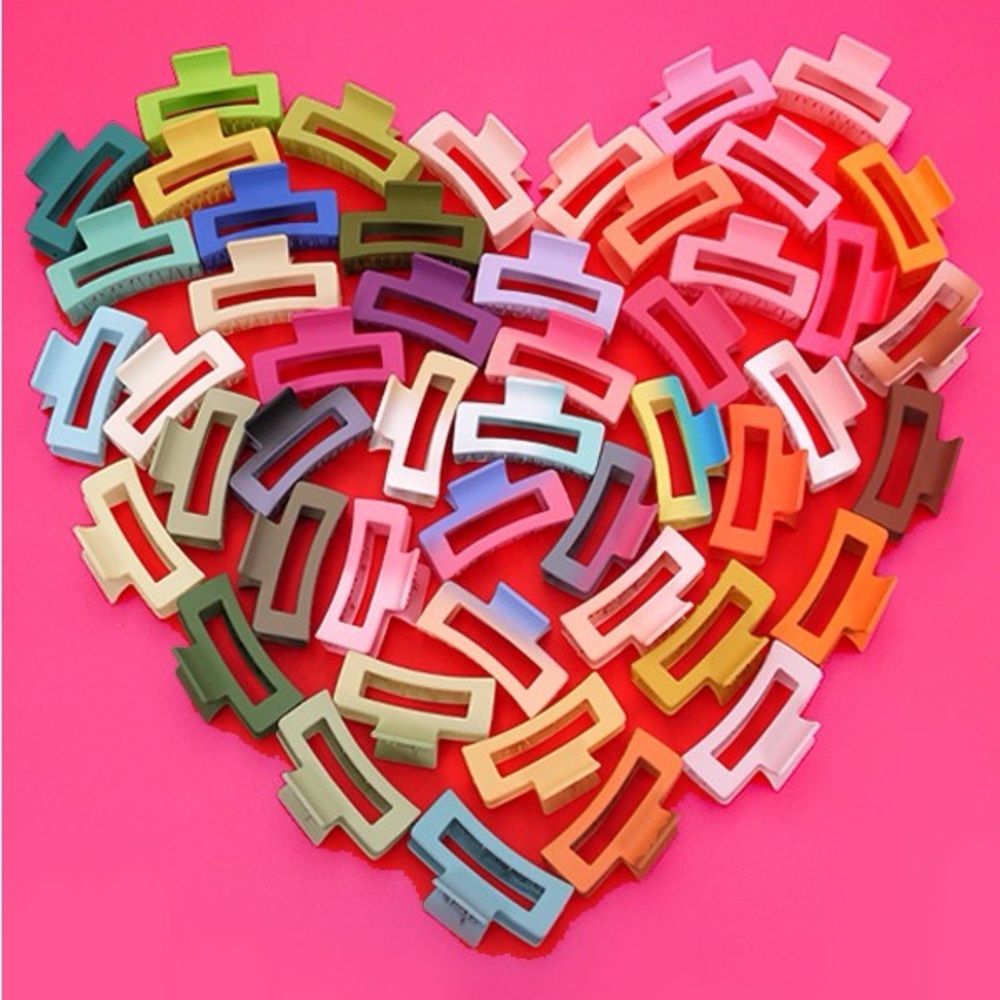 SOLID COLOR oversized hair clip claw SET OF 3 CLIPS mixed COLOR